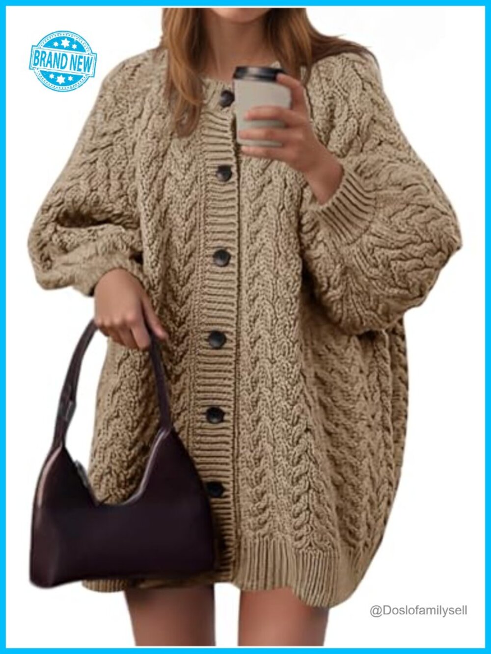 Cable Knit Button Down Cardigan Chunky Oversized Fall Sweater